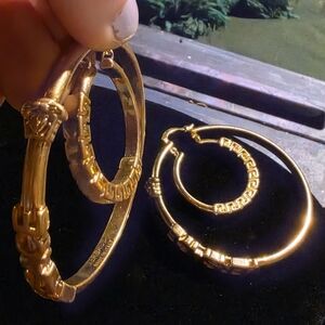 USED...Elegant Versace Gold Hoop Earrings BIG HOOPS